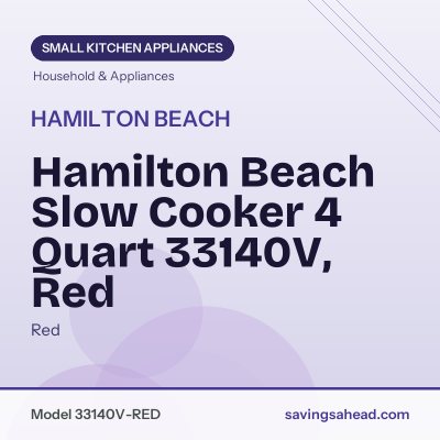 Hamilton Beach Slow Cooker 4 Quart 33140V, Red