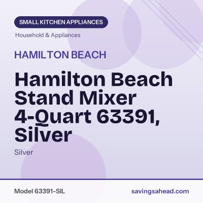 Hamilton Beach Stand Mixer 4-Quart 63391, Silver