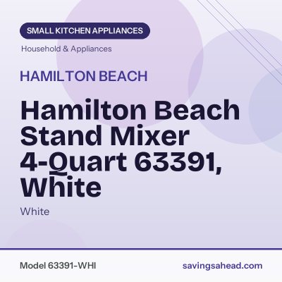 Hamilton Beach Stand Mixer 4-Quart 63391, White