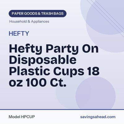 Hefty Party On Disposable Plastic Cups 18 oz 100 Ct.