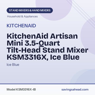 KitchenAid Artisan Mini 3.5-Quart Tilt-Head Stand Mixer KSM3316X, Ice Blue