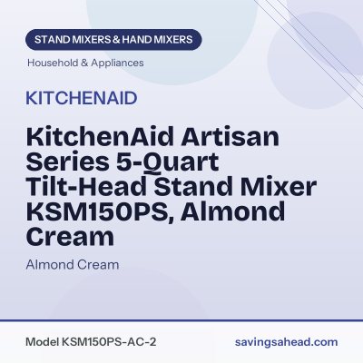 KitchenAid Artisan Series 5-Quart Tilt-Head Stand Mixer KSM150PS, Almond Cream