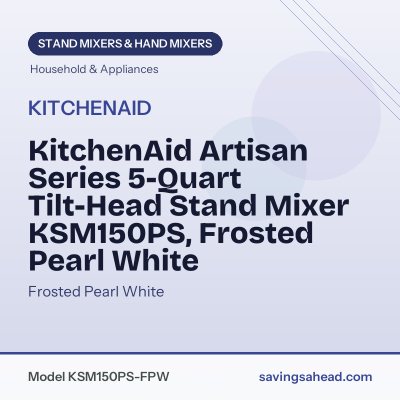KitchenAid Artisan Series 5-Quart Tilt-Head Stand Mixer KSM150PS, Frosted Pearl White
