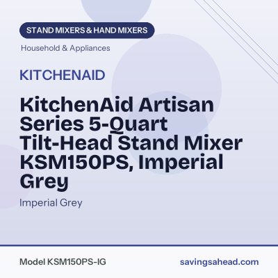KitchenAid Artisan Series 5-Quart Tilt-Head Stand Mixer KSM150PS, Imperial Grey