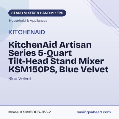 KitchenAid Artisan Series 5-Quart Tilt-Head Stand Mixer KSM150PS, Blue Velvet