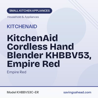 KitchenAid Cordless Hand Blender KHBBV53, Empire Red