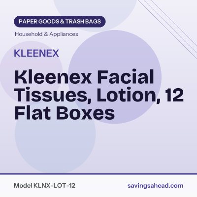 Kleenex Facial Tissues, Lotion, 12 Flat Boxes