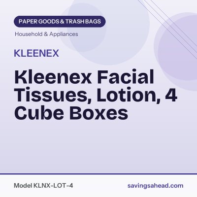 Kleenex Facial Tissues, Lotion, 4 Cube Boxes