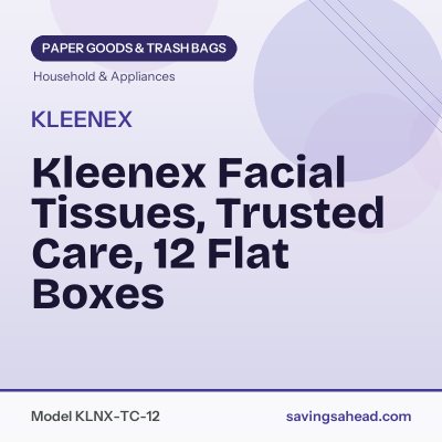 Kleenex Facial Tissues, Trusted Care, 12 Flat Boxes