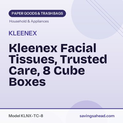 Kleenex Facial Tissues, Trusted Care, 8 Cube Boxes