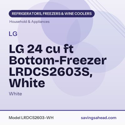 LG 24 cu ft Bottom-Freezer LRDCS2603S, White