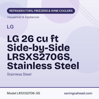 LG 26 cu ft Side-by-Side LRSXS2706S, Stainless Steel