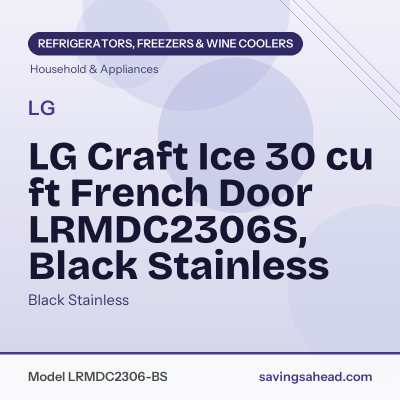 LG Craft Ice 30 cu ft French Door LRMDC2306S, Black Stainless