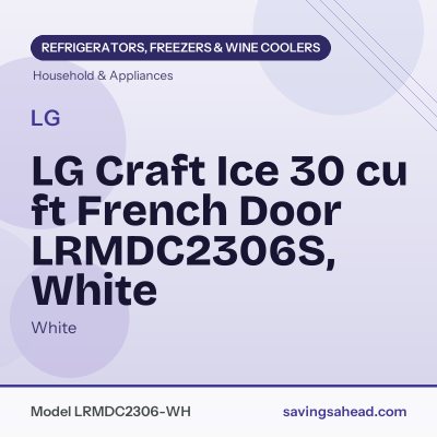 LG Craft Ice 30 cu ft French Door LRMDC2306S, White