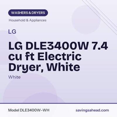 LG DLE3400W 7.4 cu ft Electric Dryer, White