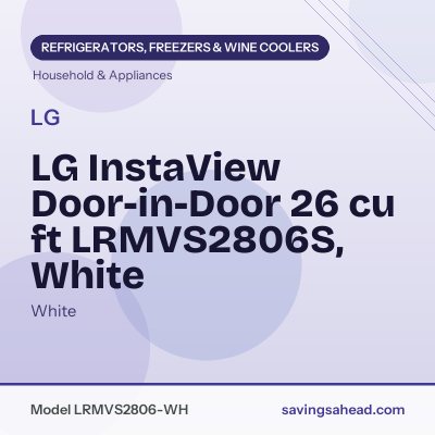 LG InstaView Door-in-Door 26 cu ft LRMVS2806S, White