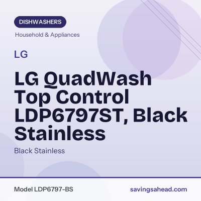 LG QuadWash Top Control LDP6797ST, Black Stainless