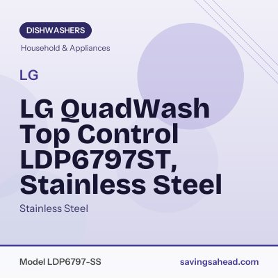 LG QuadWash Top Control LDP6797ST, Stainless Steel