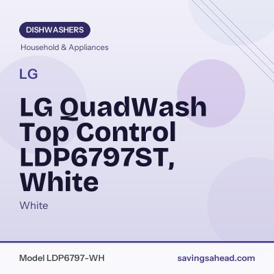 LG QuadWash Top Control LDP6797ST, White