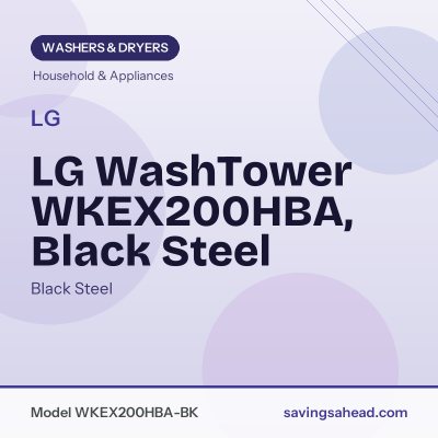 LG WashTower WKEX200HBA, Black Steel