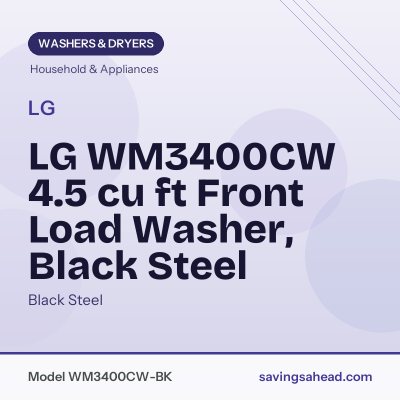 LG WM3400CW 4.5 cu ft Front Load Washer, Black Steel
