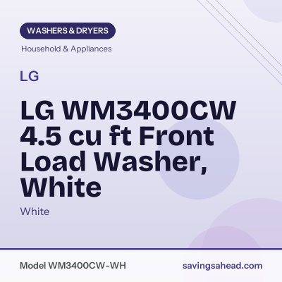 LG WM3400CW 4.5 cu ft Front Load Washer, White