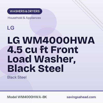 LG WM4000HWA 4.5 cu ft Front Load Washer, Black Steel