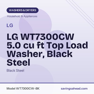 LG WT7300CW 5.0 cu ft Top Load Washer, Black Steel