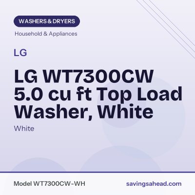 LG WT7300CW 5.0 cu ft Top Load Washer, White