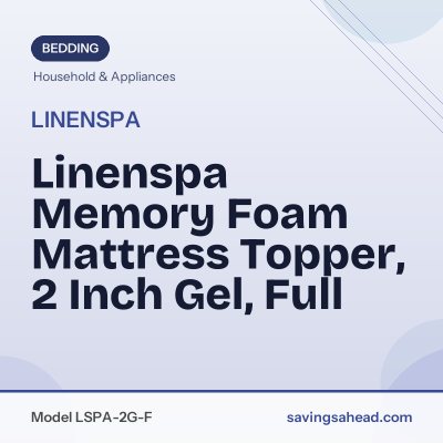 Linenspa Memory Foam Mattress Topper, 2 Inch Gel, Full