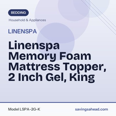 Linenspa Memory Foam Mattress Topper, 2 Inch Gel, King