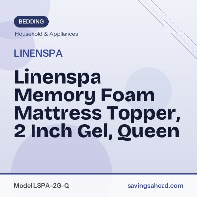 Linenspa Memory Foam Mattress Topper, 2 Inch Gel, Queen