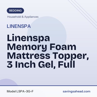 Linenspa Memory Foam Mattress Topper, 3 Inch Gel, Full