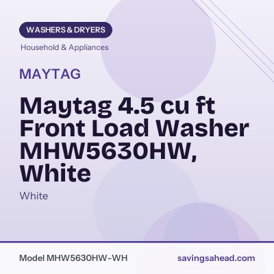 Maytag 4.5 cu ft Front Load Washer MHW5630HW, White