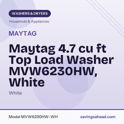 Maytag 4.7 cu ft Top Load Washer MVW6230HW, White