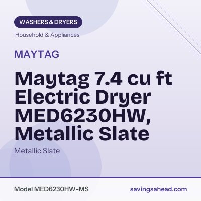 Maytag 7.4 cu ft Electric Dryer MED6230HW, Metallic Slate