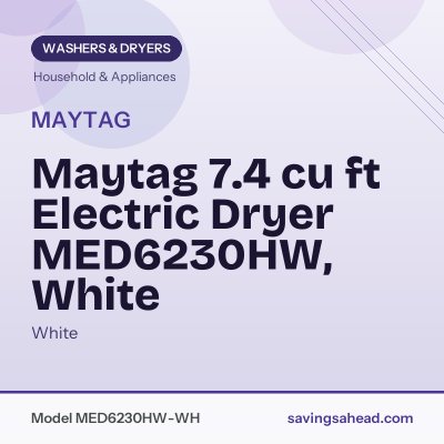Maytag 7.4 cu ft Electric Dryer MED6230HW, White