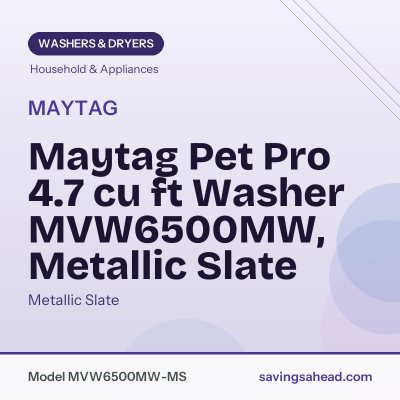 Maytag Pet Pro 4.7 cu ft Washer MVW6500MW, Metallic Slate