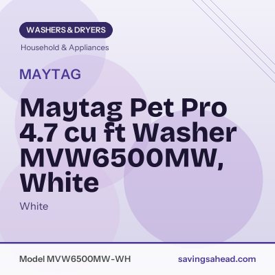 Maytag Pet Pro 4.7 cu ft Washer MVW6500MW, White