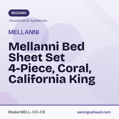 Mellanni Bed Sheet Set 4-Piece, Coral, California King