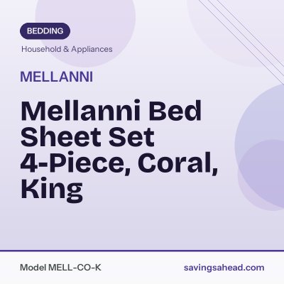 Mellanni Bed Sheet Set 4-Piece, Coral, King