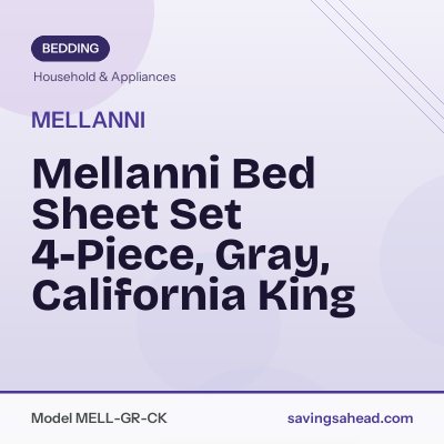Mellanni Bed Sheet Set 4-Piece, Gray, California King