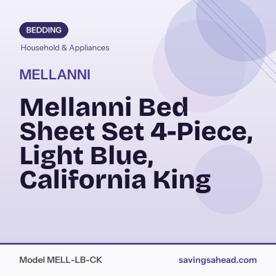 Mellanni Bed Sheet Set 4-Piece, Light Blue, California King
