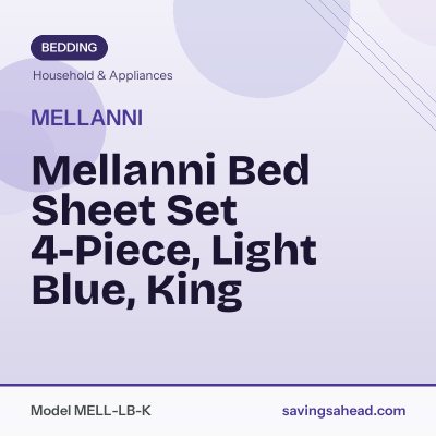 Mellanni Bed Sheet Set 4-Piece, Light Blue, King