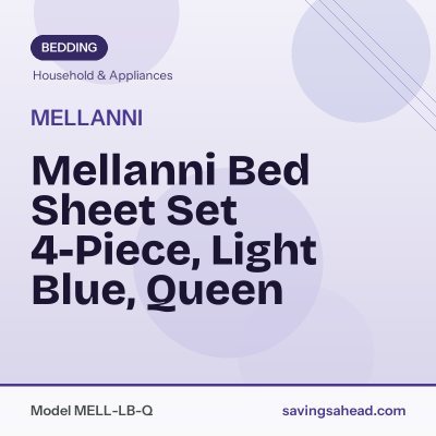 Mellanni Bed Sheet Set 4-Piece, Light Blue, Queen