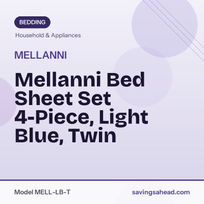 Mellanni Bed Sheet Set 4-Piece, Light Blue, Twin