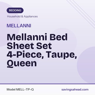 Mellanni Bed Sheet Set 4-Piece, Taupe, Queen