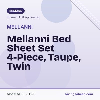 Mellanni Bed Sheet Set 4-Piece, Taupe, Twin