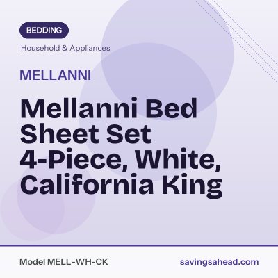 Mellanni Bed Sheet Set 4-Piece, White, California King