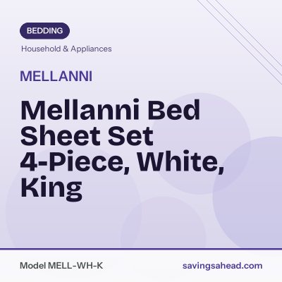 Mellanni Bed Sheet Set 4-Piece, White, King